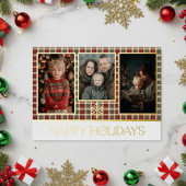 Rode en groene rustieke ruit Kerst foto Folie Feestdagenkaart