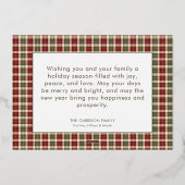 Rode en groene rustieke ruit Kerst foto Folie Feestdagenkaart (Achterkant)