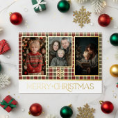 Rode en groene rustieke ruit Kerstmis foto Folie Feestdagenkaart