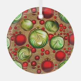 Rode en Groene Siervoorwerpen Glas Ornament