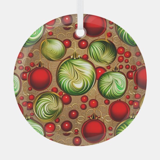 Rode en Groene Siervoorwerpen Glas Ornament (Voorkant)