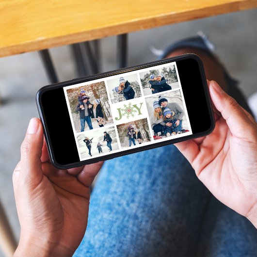 Rode en groene sneeuwvlok Joy Multi Foto Feestdagen Kaart