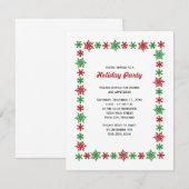 Rode en groene sneeuwvlok kerstfeest kaart (Voorkant / Achterkant)