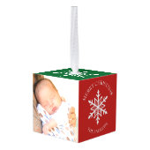 Rode en groene sneeuwvlok kerstfoto decoratie (Achter hoekig)