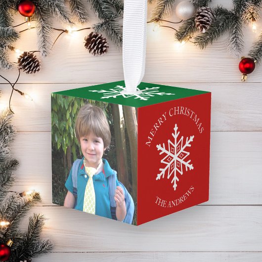 Rode en groene sneeuwvlok kerstfoto decoratie