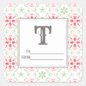 Rode en groene sneeuwvlok Kerstmis Vierkante Sticker (Voorkant)