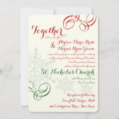 Rode en groene sneeuwvlok tekst bruiloft kaart (Voorkant)