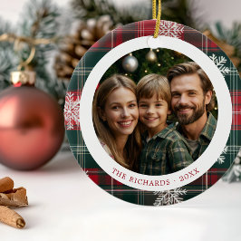  rode en groene sneeuwvlokken 2 foto's keramisch ornament