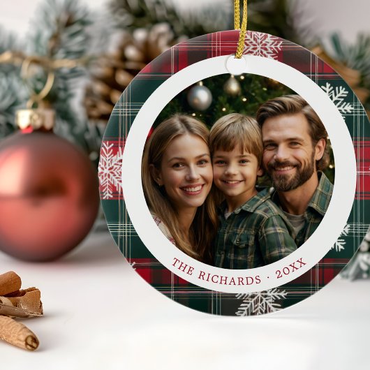  rode en groene sneeuwvlokken 2 foto's keramisch ornament