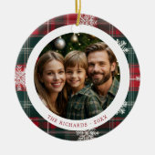  rode en groene sneeuwvlokken 2 foto's keramisch ornament (Voorkant)