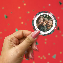  rode en groene sneeuwvlokken kerst ronde sticker