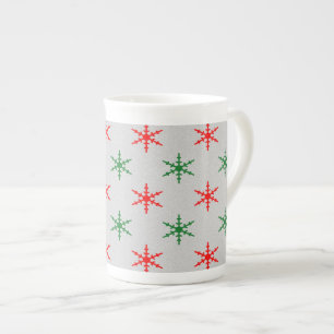Rode en groene sneeuwvlokken op kerst mok van botc