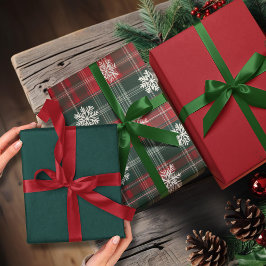  rode en groene sneeuwvlokken plaid inpakpapier vel