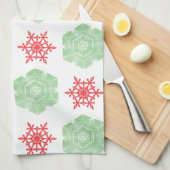 Rode en groene sneeuwvlokken theedoek (Quarter Fold)