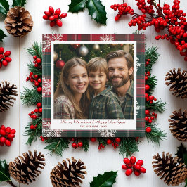  Rode en Groene Sneeuwvlokken Vakantie Kaart