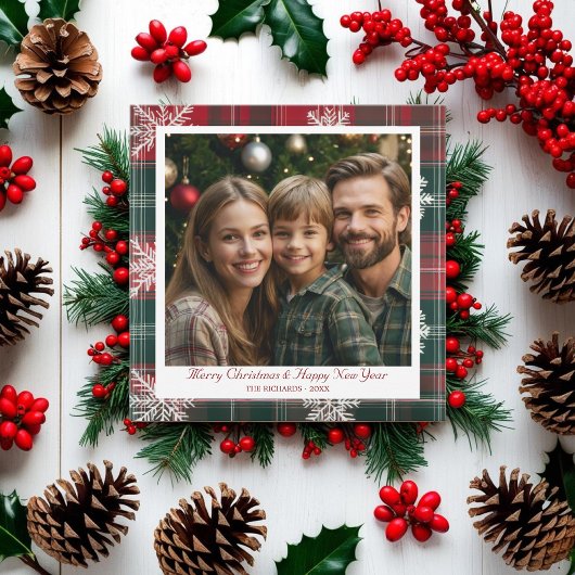  Rode en Groene Sneeuwvlokken Vakantie Kaart