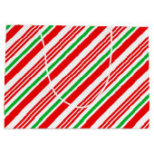 Rode en groene snoepriet gestreepte kerst groot cadeauzakje (Achterkant)