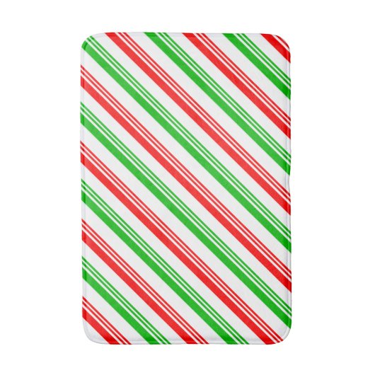 Rode en groene snoeprietstrepen badmat (Voorkant Verticaal)