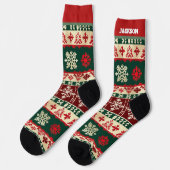 Rode en groene Sokken met naam (Links)