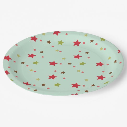 Rode en groene sterren en Stippen Papieren Bordje (Gekanteld)