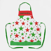 Rode en groene sterren Schattigee kerst Schort (Voorkant)