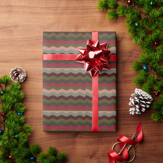 Rode en groene streep Jagged Edge Cadeaupapier (Feestdagen Geschenken)