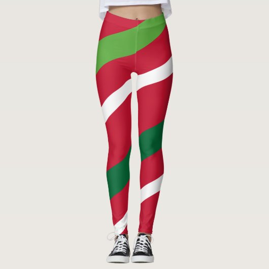 Rode en Groene Streep Leggings #HolidayZ (Voorkant)