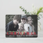 Rode en groene streep met dubbelzijdige fotokaart feestdagenkaart (Staand voorkant)