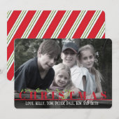 Rode en groene streep met dubbelzijdige fotokaart feestdagenkaart (Voorkant / Achterkant)