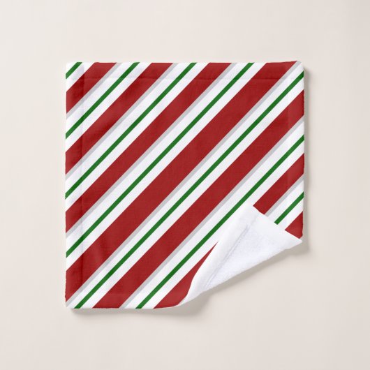 Rode en groene strepen bad handdoek (Wasdoekje)