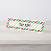 Rode en groene strepen bureau naambordje (Voorkant)