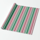 Rode en groene strepen cadeaupapier (Uitgerold)