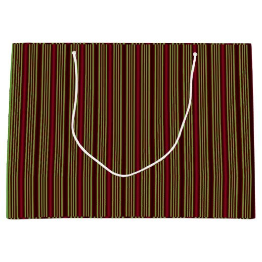 Rode en groene strepen groot cadeauzakje (Voorkant)