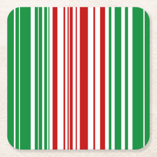 Rode en groene strepen kartonnen onderzetters