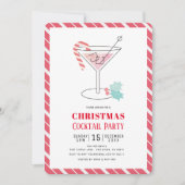 Rode en groene strepen kerstcocktail party kaart (Voorkant)