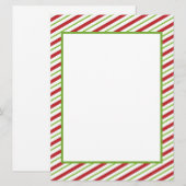 Rode en groene strepen Kerststationery Feestdagenkaart (Voorkant / Achterkant)