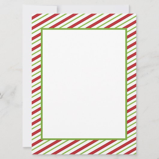 Rode en groene strepen Kerststationery Feestdagenkaart (Voorkant)
