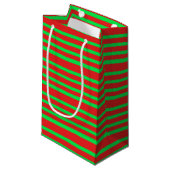 Rode en groene strepen klein cadeauzakje (Voorkant Gekanteld)