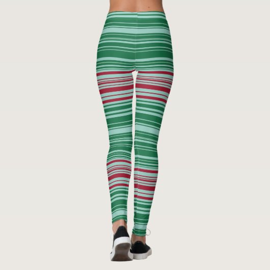 Rode en groene strepen leggings (Achterkant)