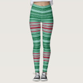 Rode en groene strepen leggings (Voorkant)