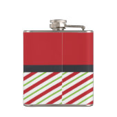 rode en groene strepen met een monogram in een cir heupfles (Achterkant)