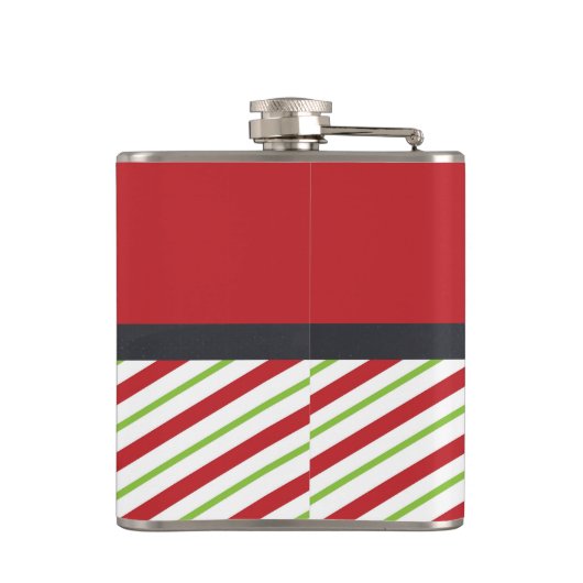 rode en groene strepen met een monogram in een cir heupfles (Achterkant)