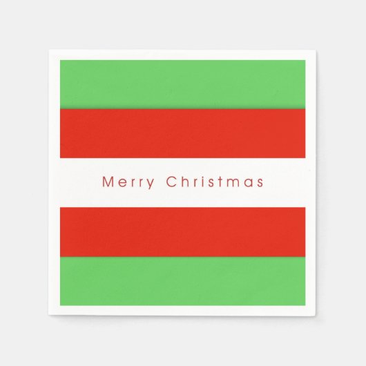 Rode en groene strepen met prettige kerst servet (Voorkant)