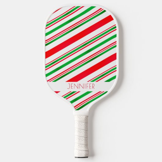 Rode en groene strepen Moderne Elegant Custom Name Pickleball Paddle (Voorkant)