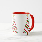 Rode en groene strepen Moderne kerstboom Mok (Voorkant rechts)