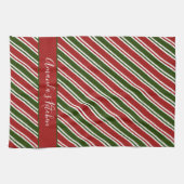 Rode en groene strepen, op maat gesneden kerstmis theedoek (Horizontaal)