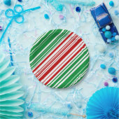 Rode en groene strepen papieren bordje (Feest)