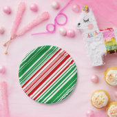 Rode en groene strepen papieren bordje (Feest)