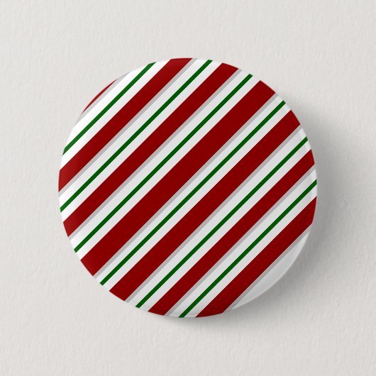 Rode en groene strepen ronde button 5,7 cm (Voorkant)