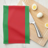 Rode en groene strepen theedoek (Quarter Fold)